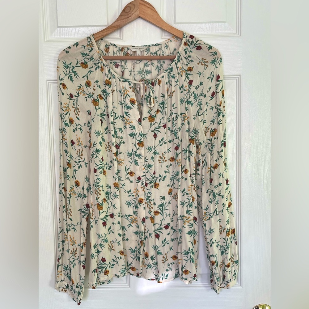 Lucky brand floral long sleeve blouse Size L